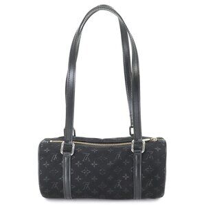 LOUIS VUITTON Monogram Satin Little Papillon Hand Bag Noir M92352 90260984